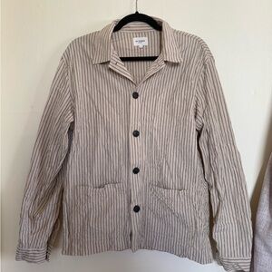 Sezane Octobre Striped Button-Up Shirt Jacket